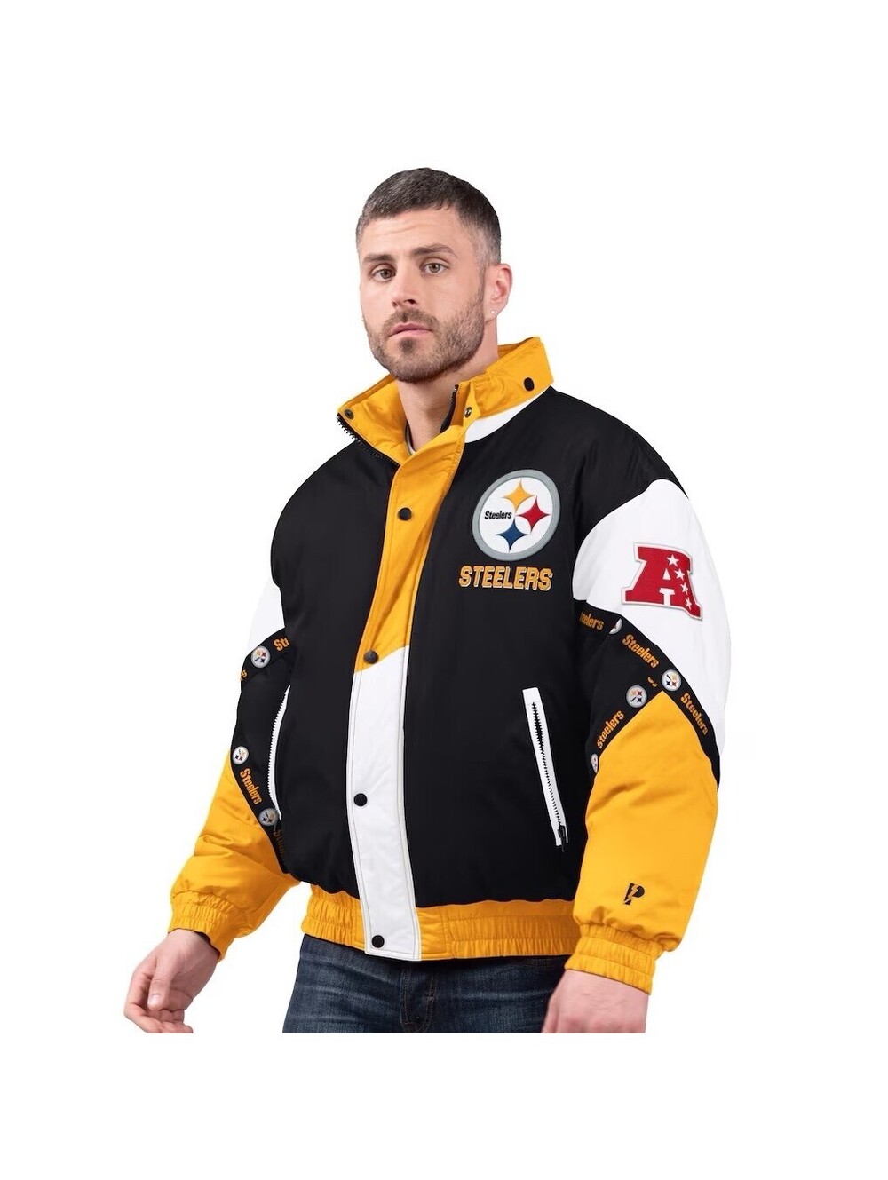Pittsburgh Steelers Puffer Jacket Pro Player Medium Hood Full Zip Retail $195